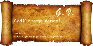 Grünberg Vencel névjegykártya